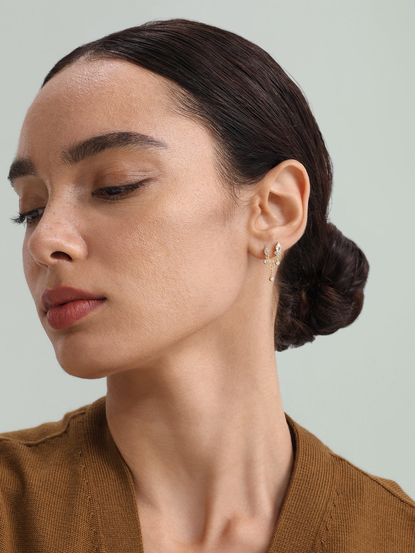 925 Sterling Silver Double Hole Tassel Ear Piercing Stud