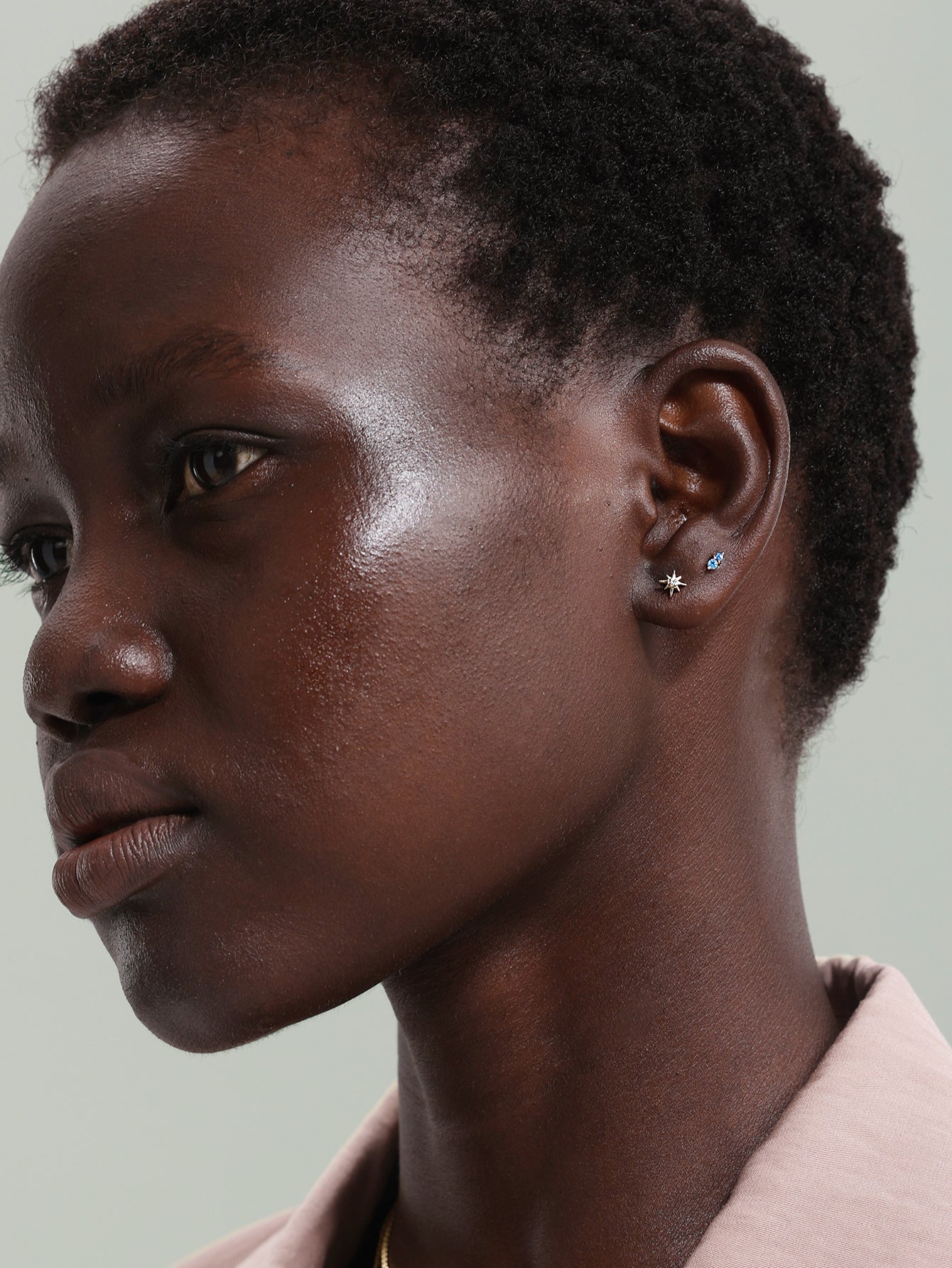 14K Solid Gold Octagonal  Ear Piercing Stud