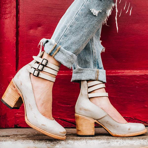 Women'S Retro High Heel Square Heel Pumps