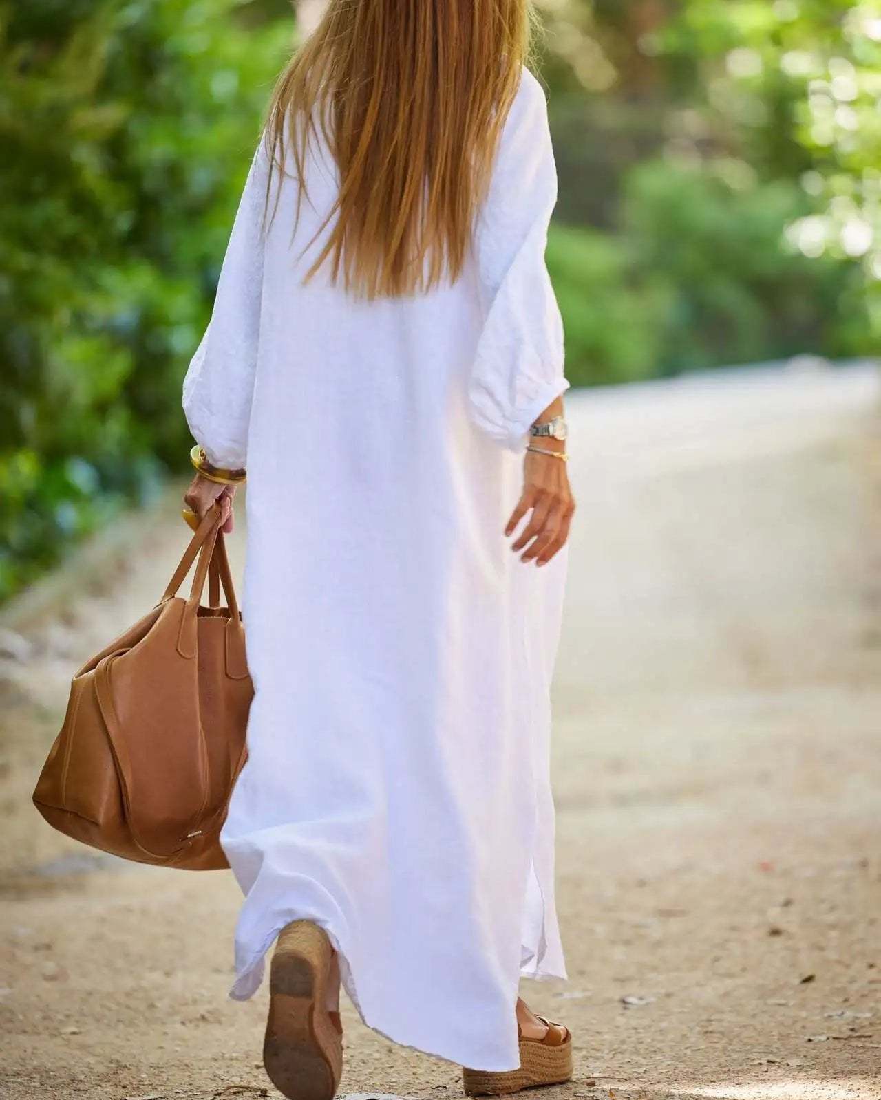 Casual long-sleeved cardigan Maxi dress