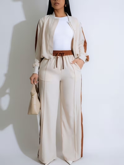 Color-Blocked Loose Women'S Casual Two-Piece Set