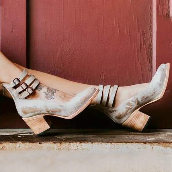 Women'S Retro High Heel Square Heel Pumps