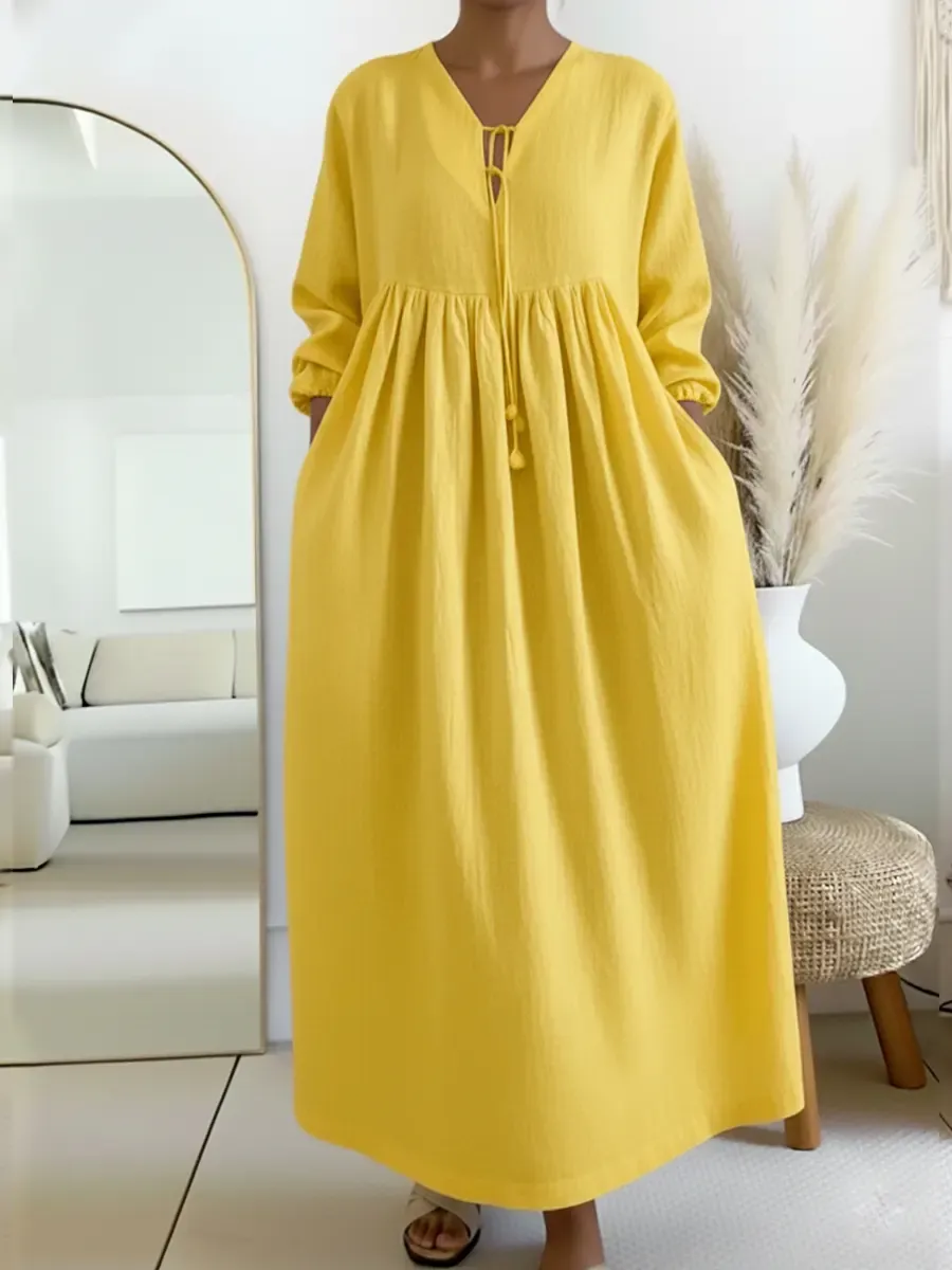 Women's Loose-fitting Linen And Cotton Dress