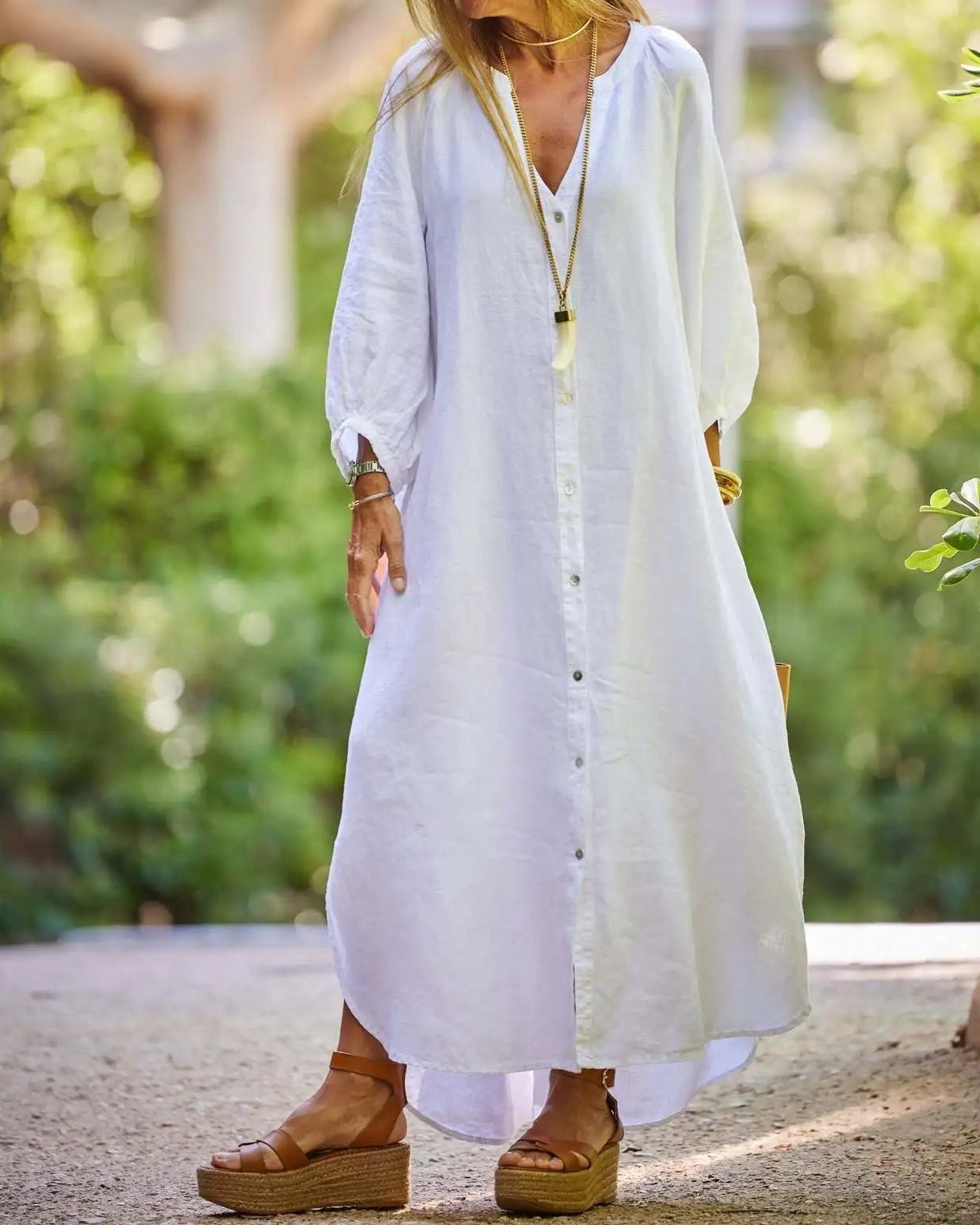 Casual long-sleeved cardigan Maxi dress