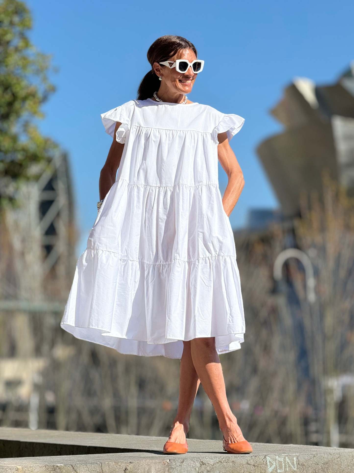 Sadie Tiered Ruffled Sleeve Dress