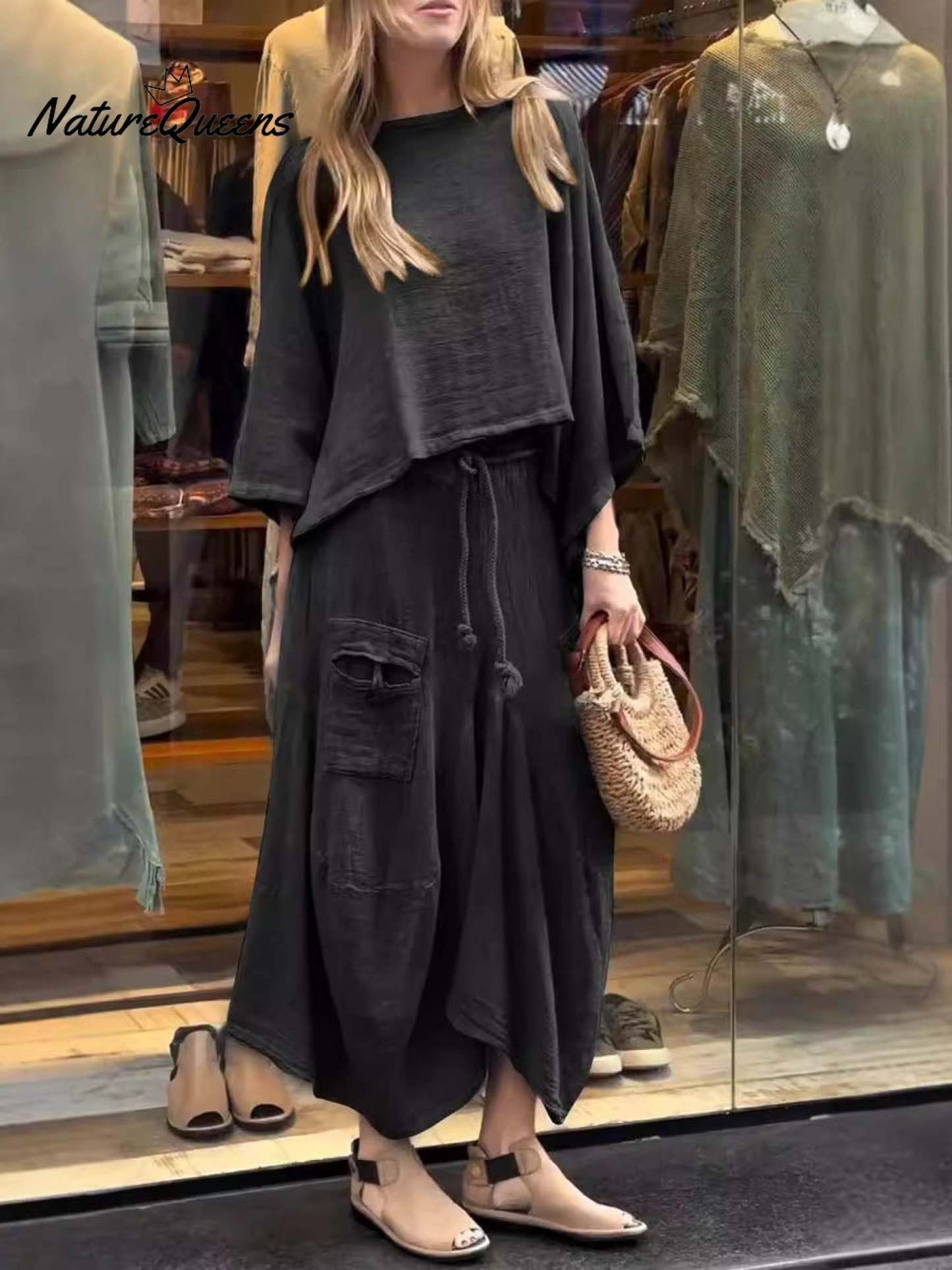 Women's Solid Color Casual Loose Elegant Stylish Skirt Two Piece Suit
