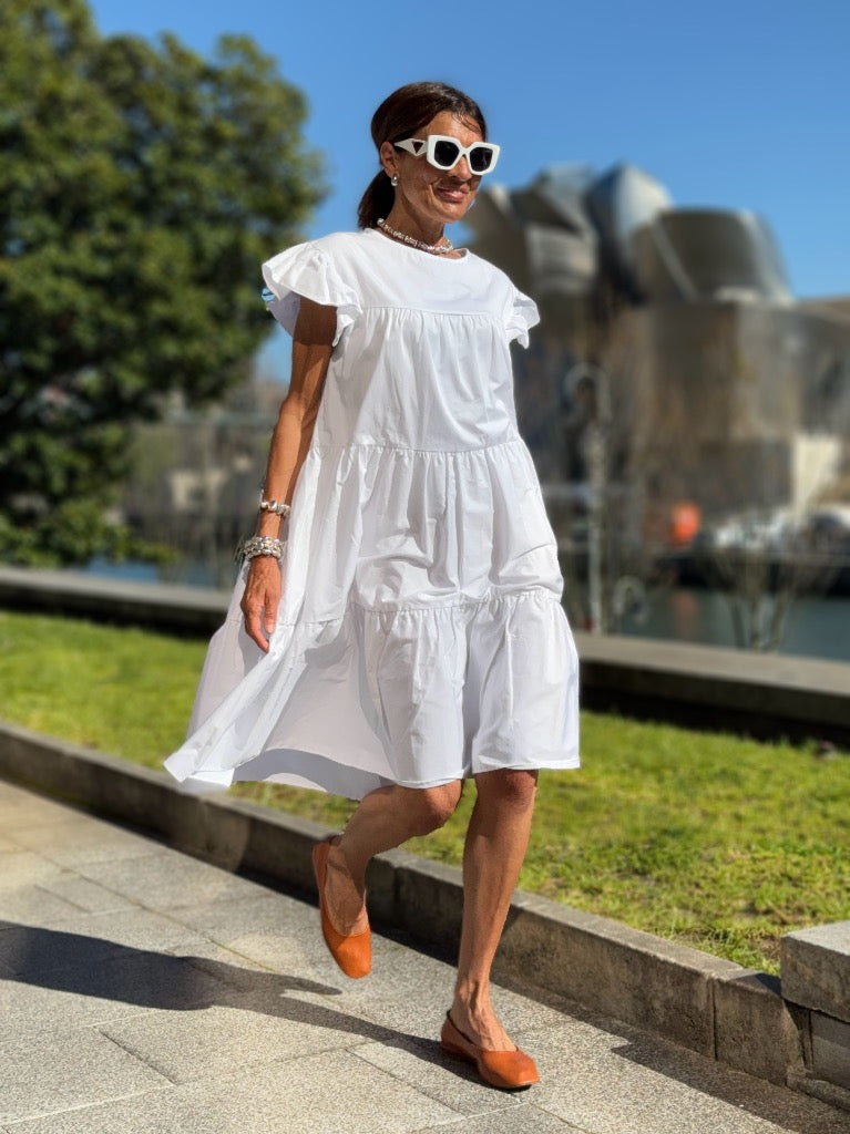 Sadie Tiered Ruffled Sleeve Dress