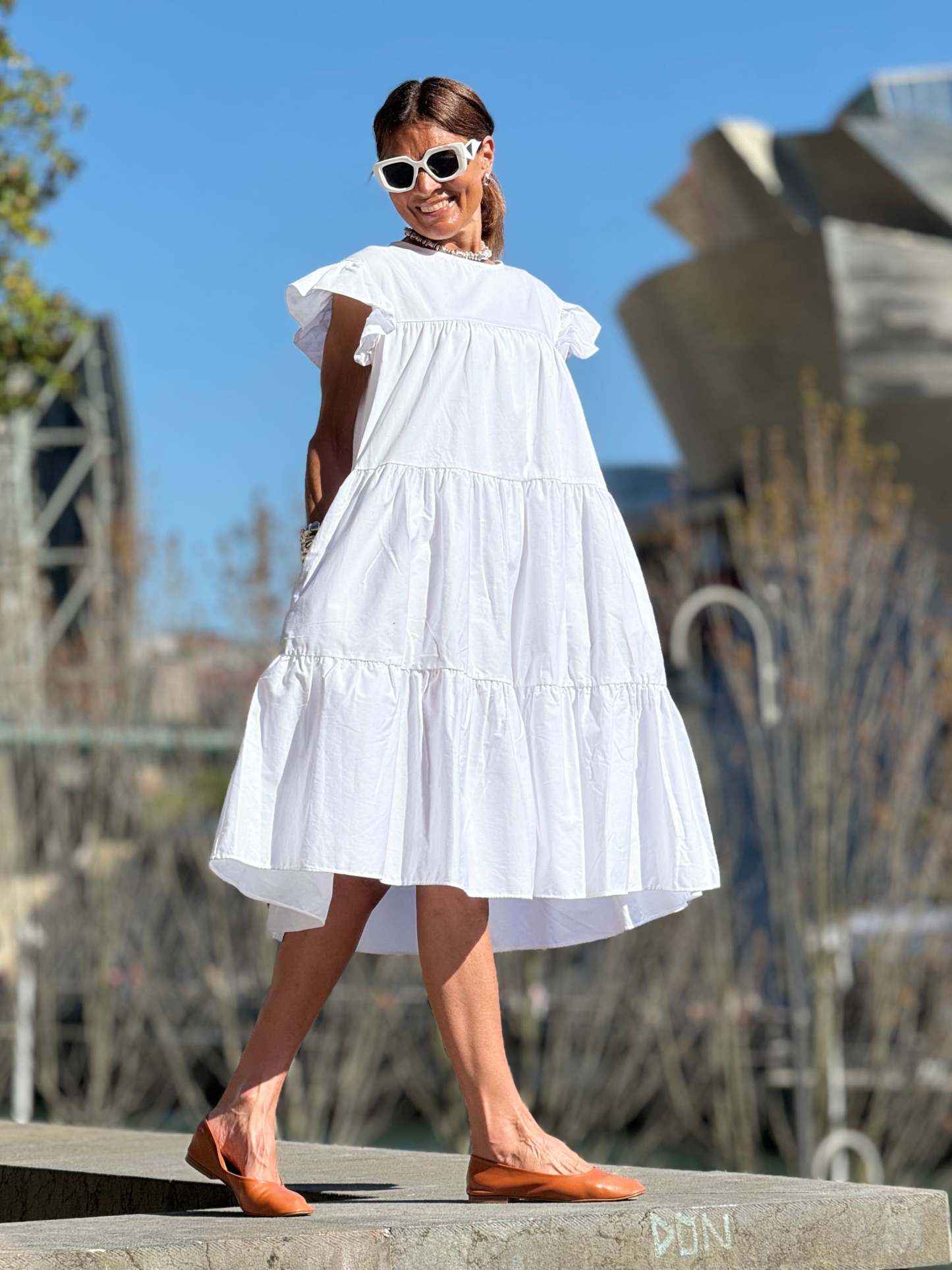 Sadie Tiered Ruffled Sleeve Dress