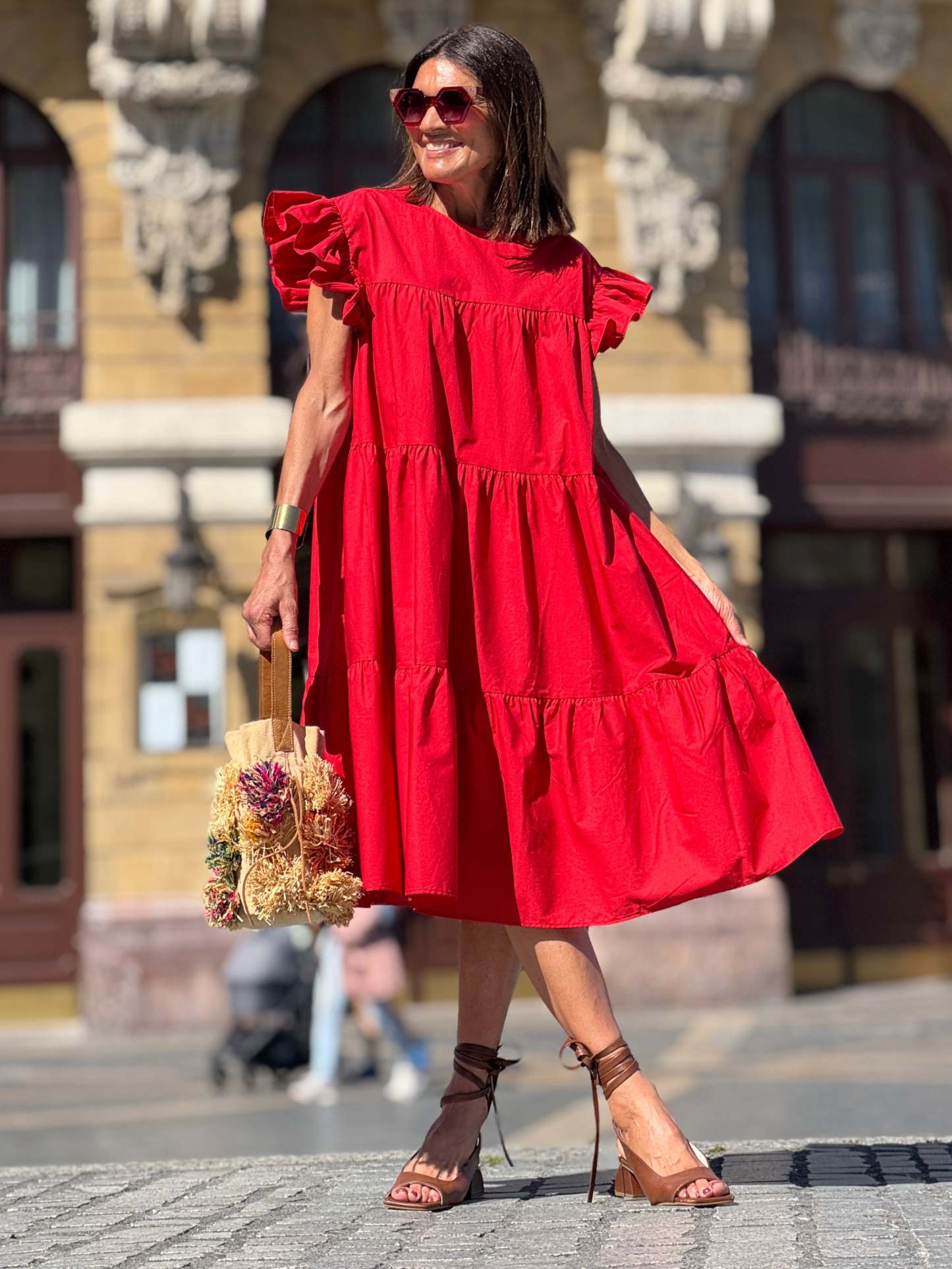 Sadie Tiered Ruffled Sleeve Dress