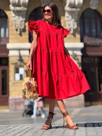 Sadie Tiered Ruffled Sleeve Dress