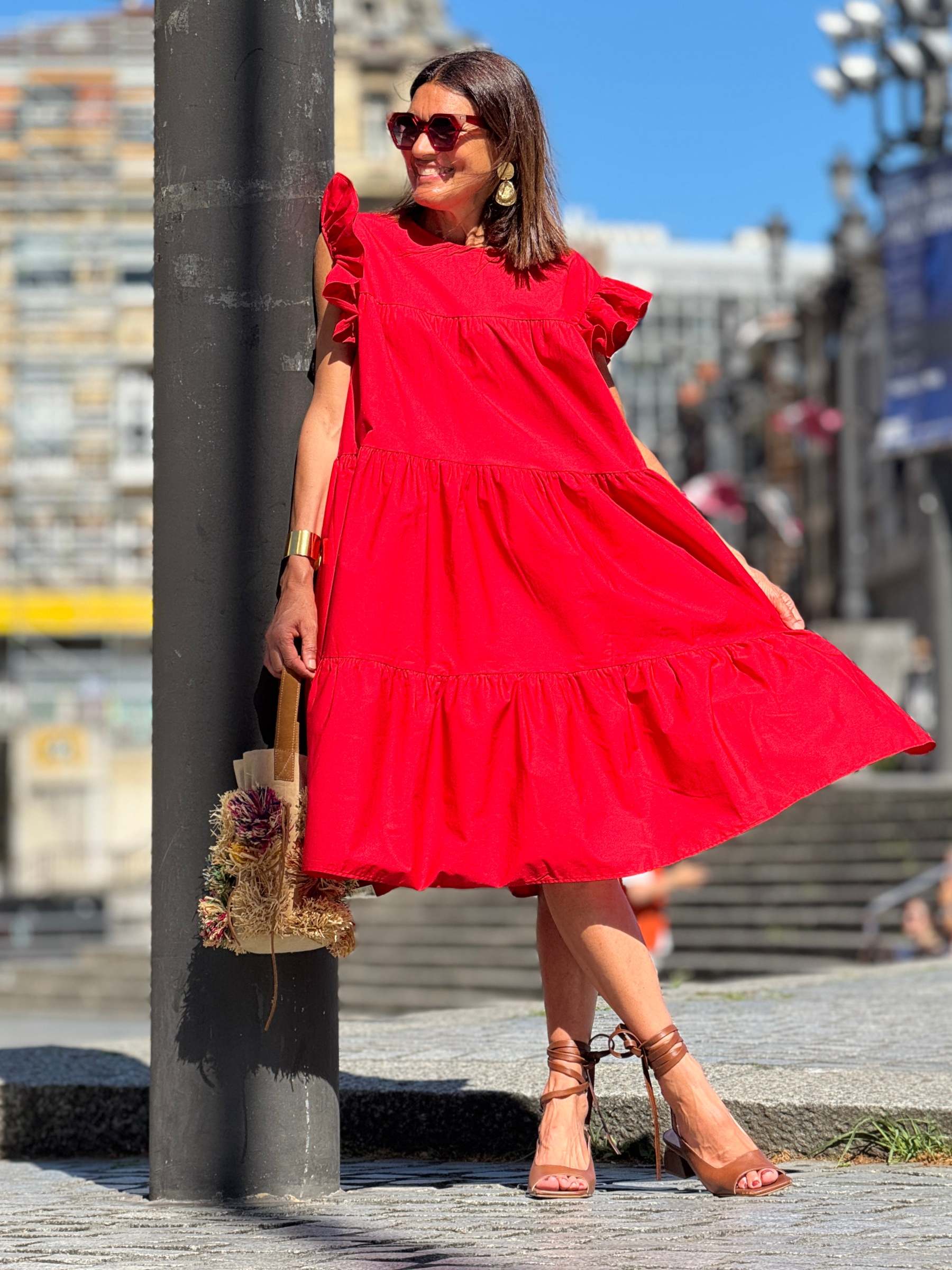 Sadie Tiered Ruffled Sleeve Dress