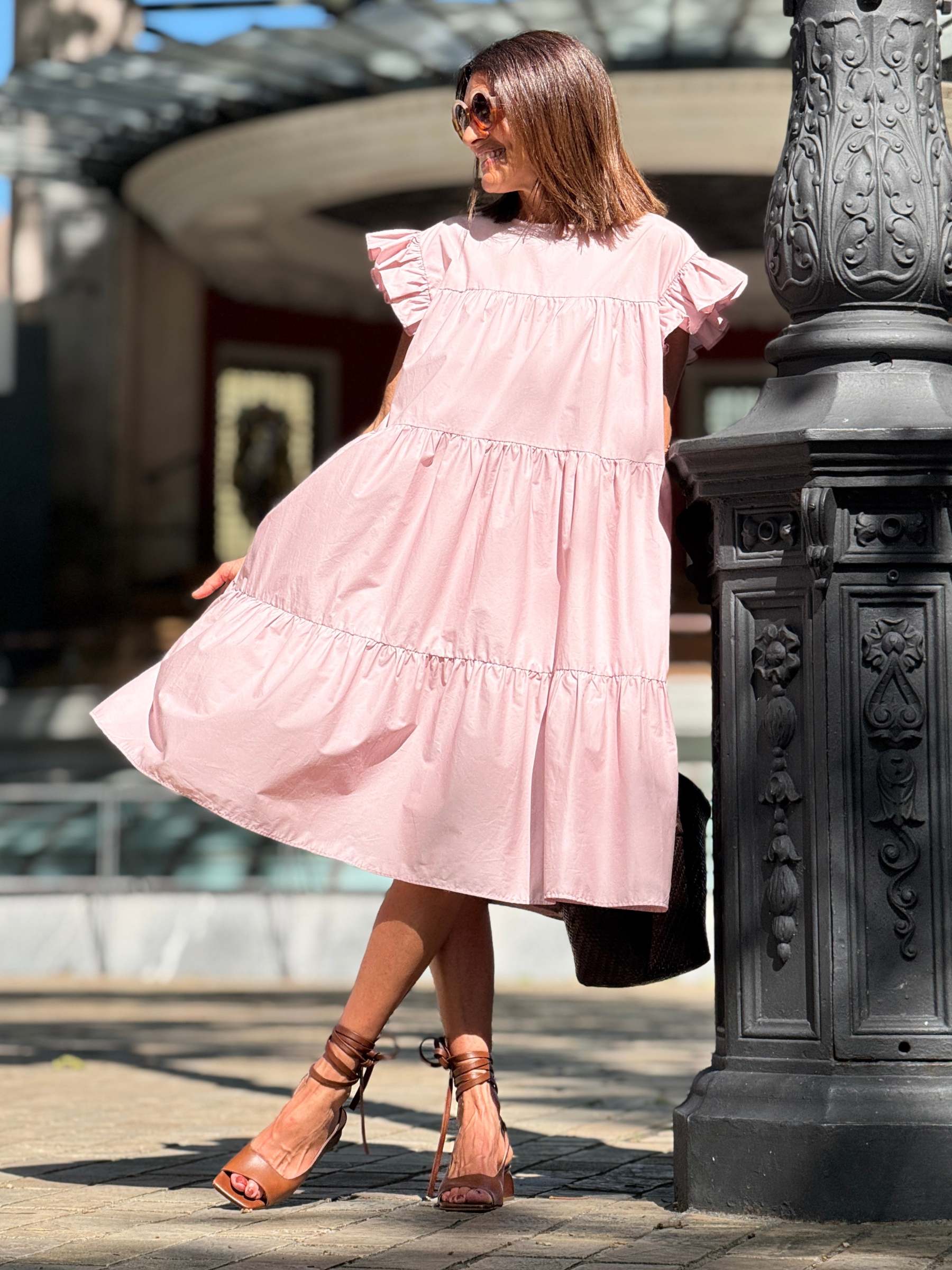 Sadie Tiered Ruffled Sleeve Dress
