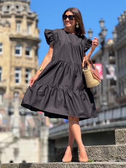 Sadie Tiered Ruffled Sleeve Dress