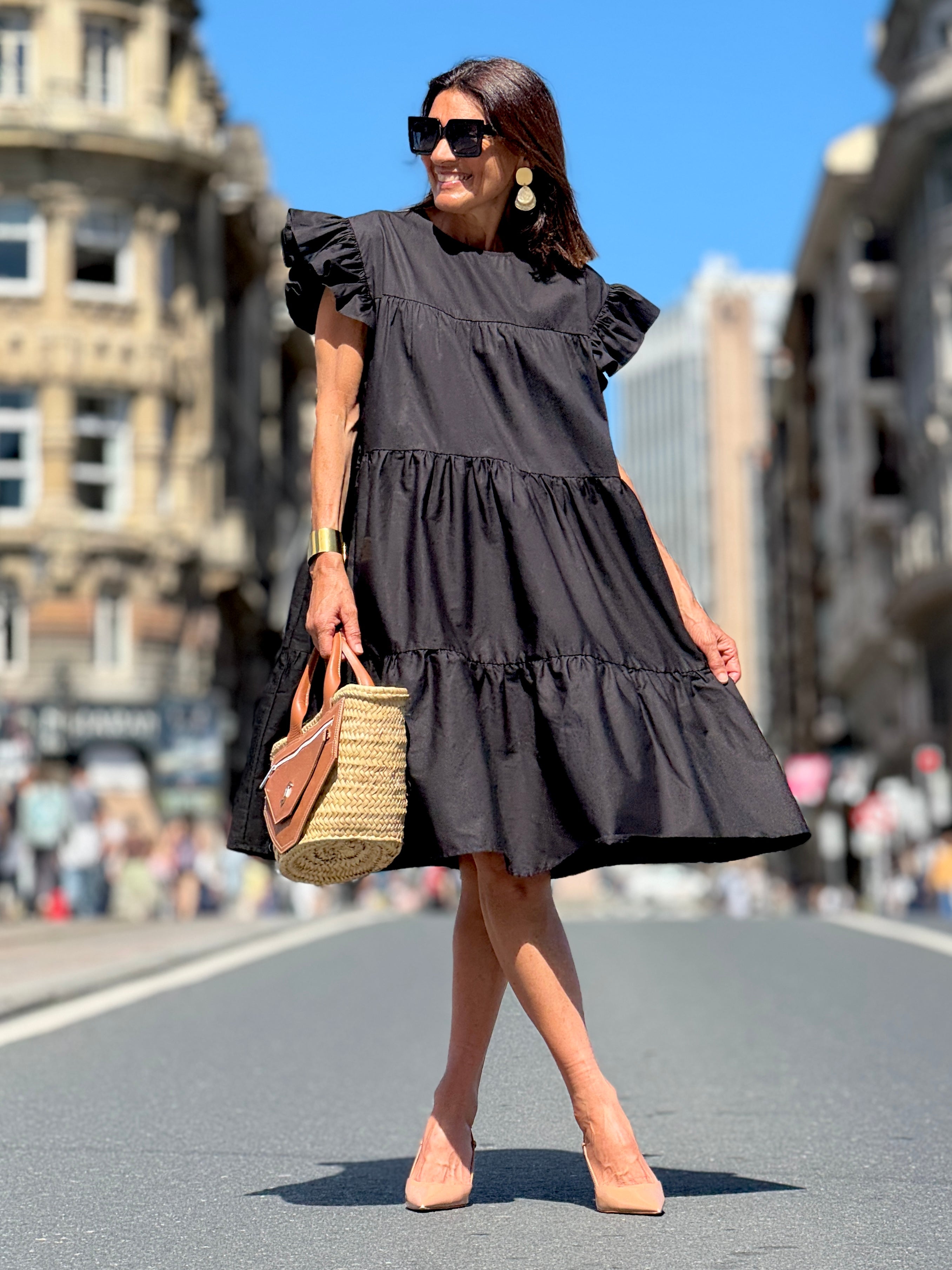 Sadie Tiered Ruffled Sleeve Dress