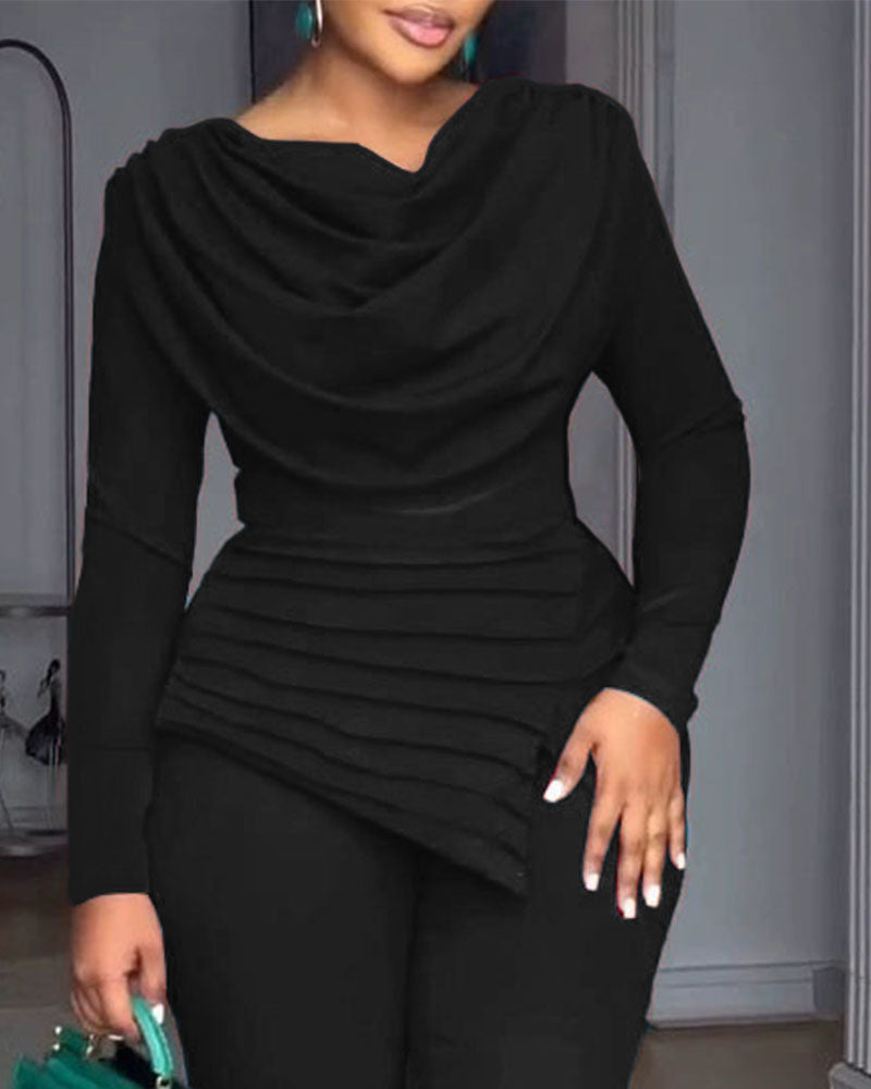 Casual Pleated Patchwork Cinched Waist Jumpsuit