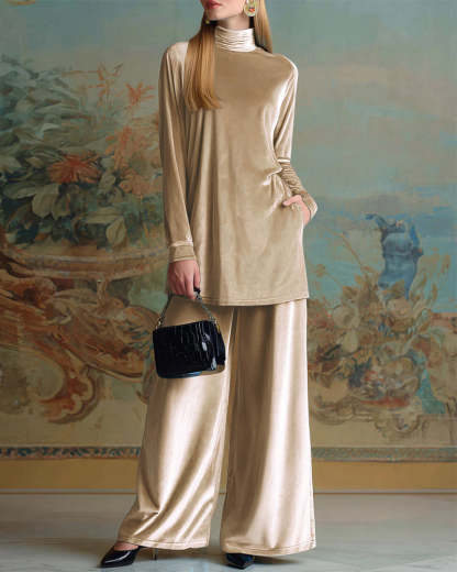 Cozy Velvet Top and Pants Two-Piece Set