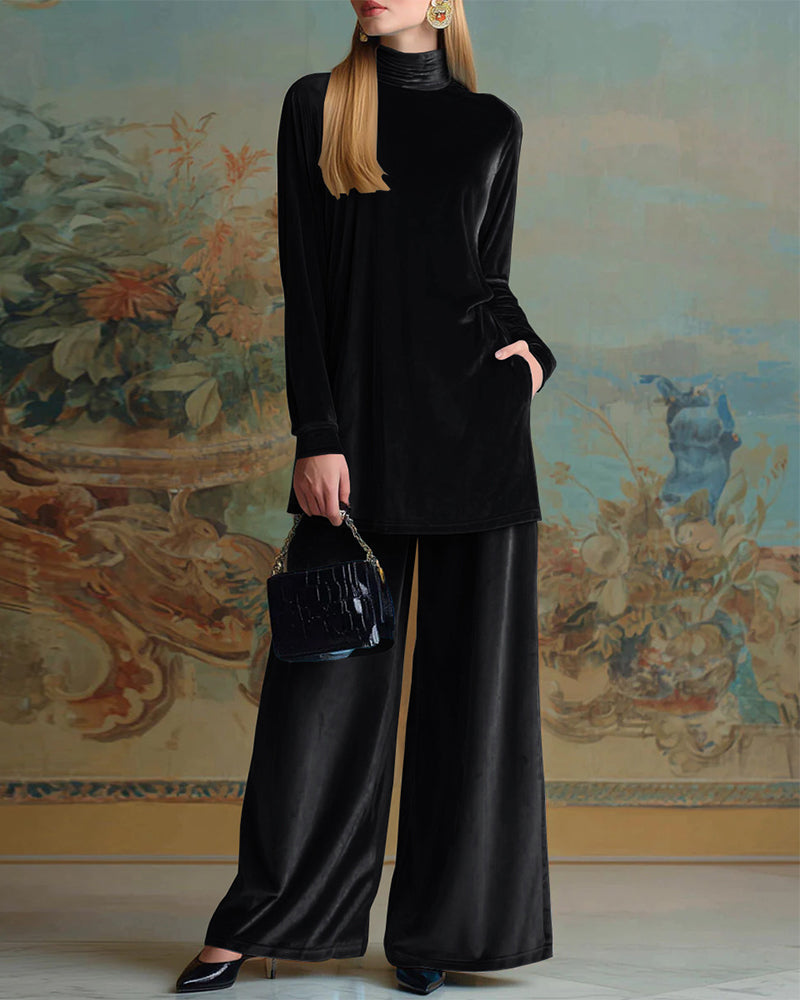 Cozy Velvet Top and Pants Two-Piece Set