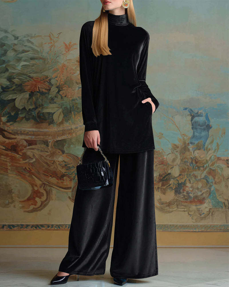 Cozy Velvet Top and Pants Two-Piece Set
