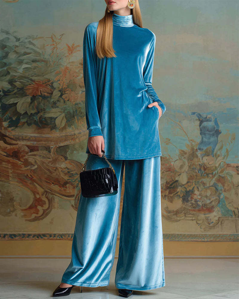 Cozy Velvet Top and Pants Two-Piece Set