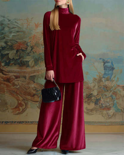 Cozy Velvet Top and Pants Two-Piece Set