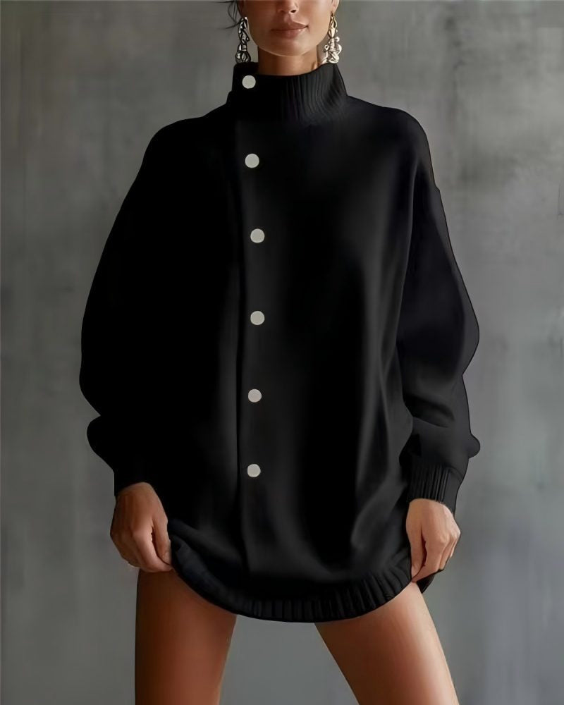 Urban Casual Oversized Asymmetrical Turtleneck Sweater