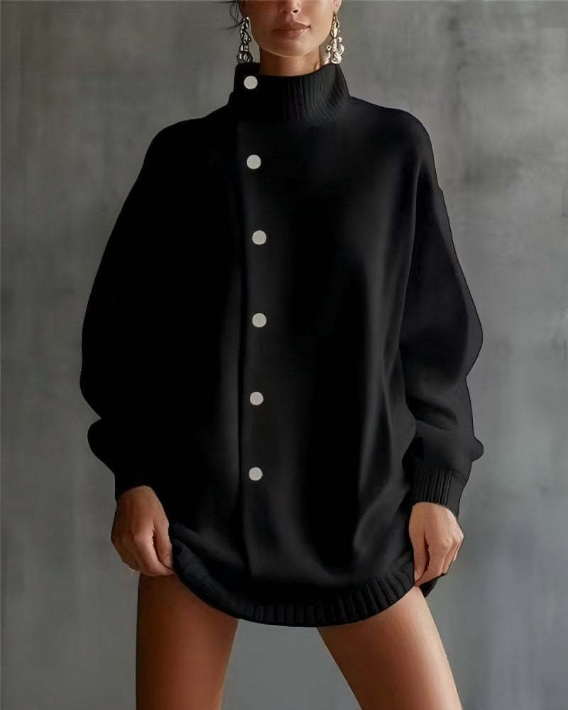 Urban Casual Oversized Asymmetrical Turtleneck Sweater