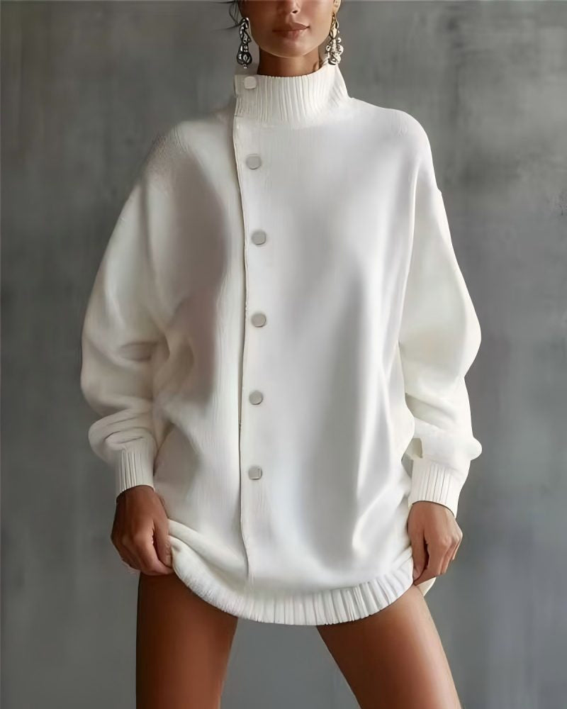 Urban Casual Oversized Asymmetrical Turtleneck Sweater