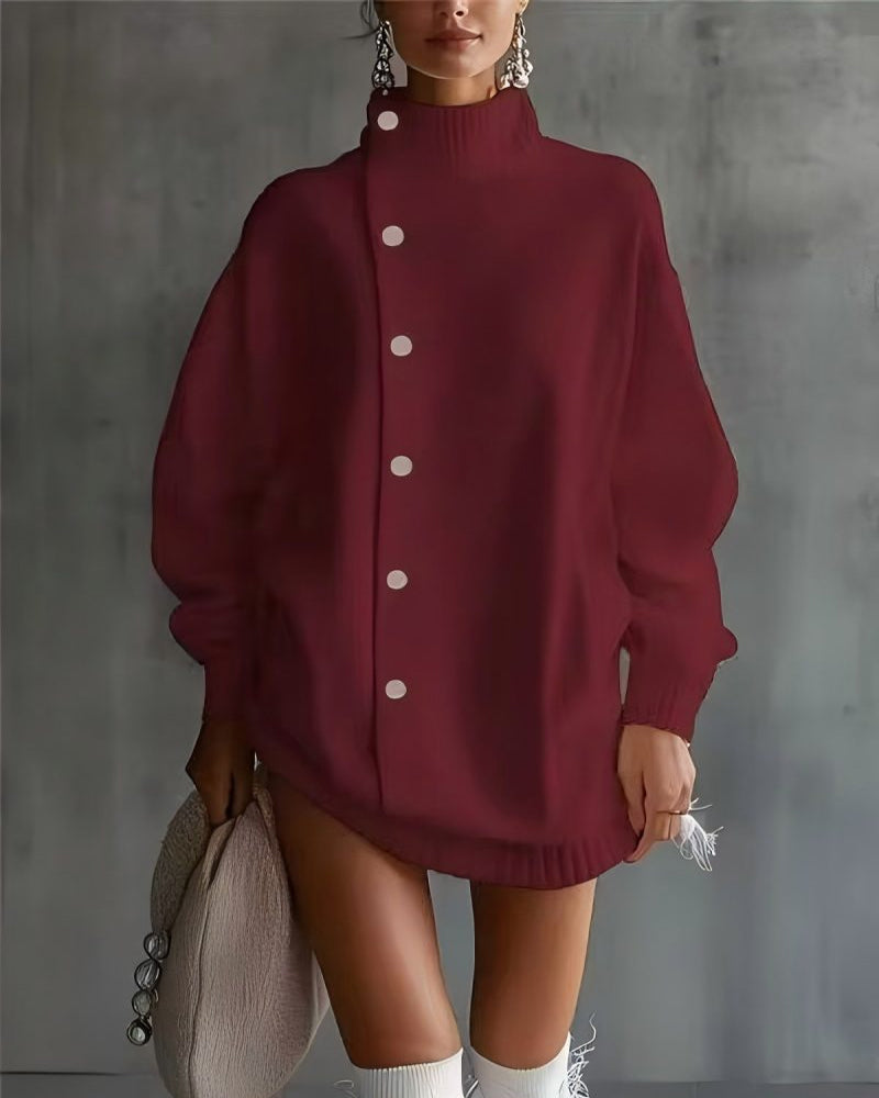 Urban Casual Oversized Asymmetrical Turtleneck Sweater