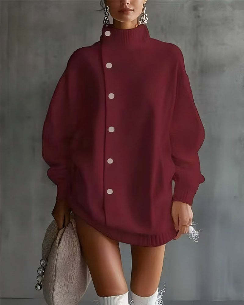 Urban Casual Oversized Asymmetrical Turtleneck Sweater