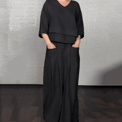 🌺Irregular Hem Cotton Linen Short Sleeve Casual 2-Piece Set