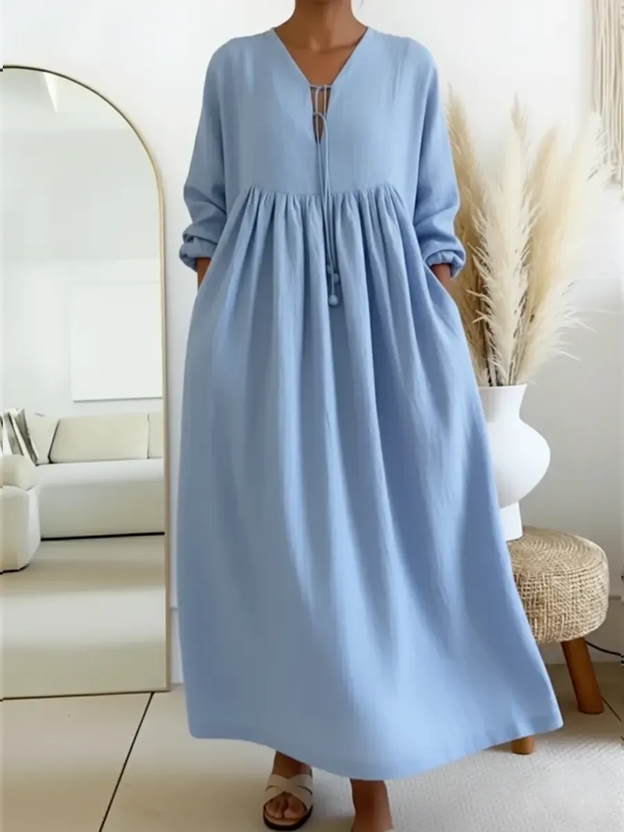 Women's Loose-fitting Linen And Cotton Dress