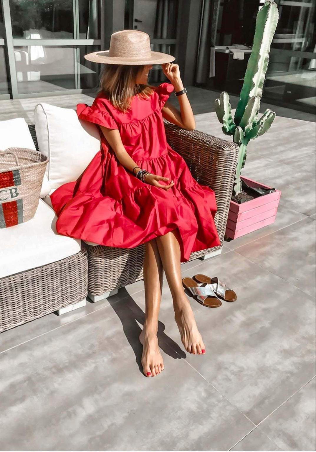 Sadie Tiered Ruffled Sleeve Dress