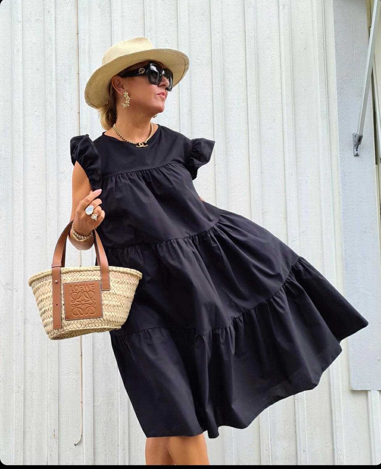 Sadie Tiered Ruffled Sleeve Dress