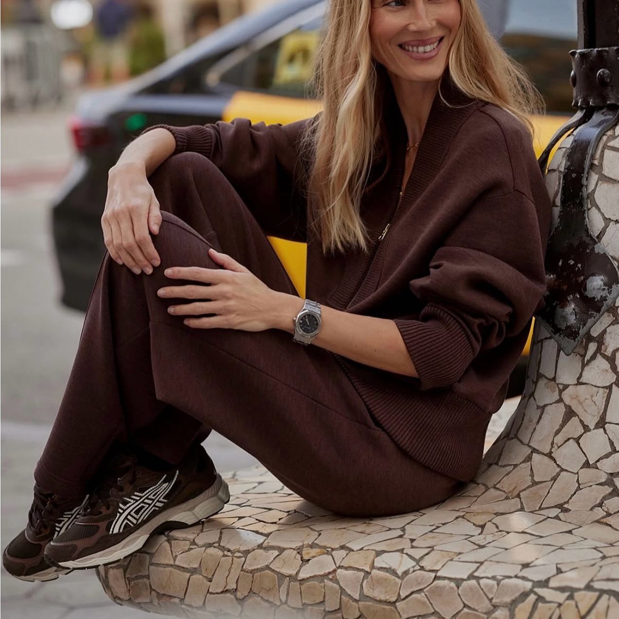 Meet The Autumn Ribbed Zipper Neck Sweatshirt and Elastic Waist Pocketed Loose Pants Set