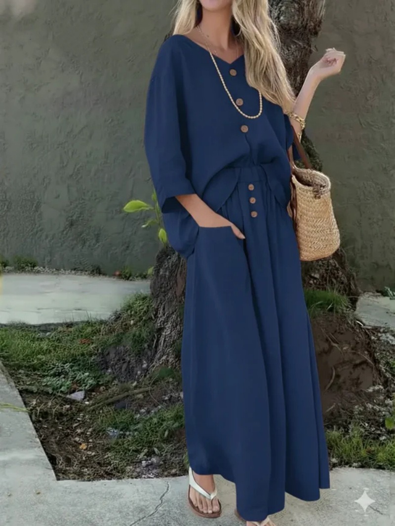 Casual Solid Color Loose Two-Piece Dress Set