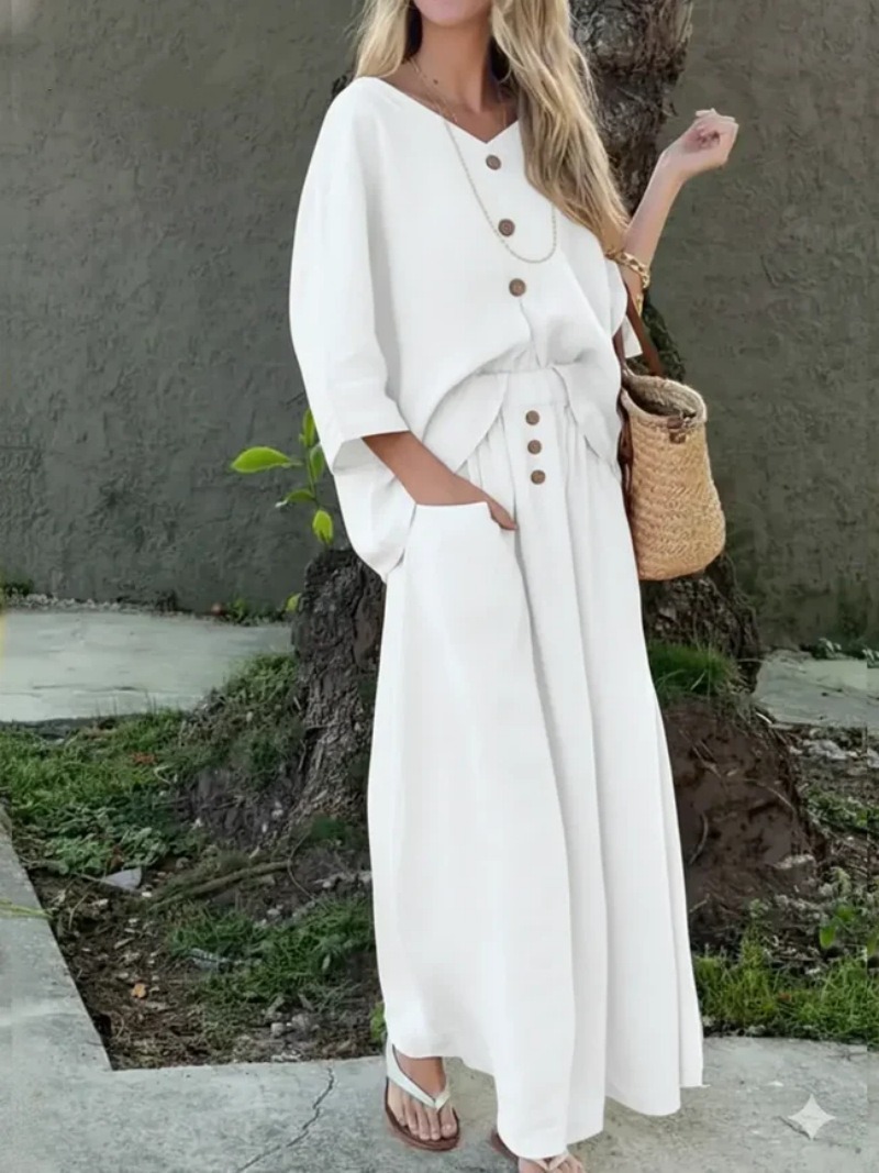 Casual Solid Color Loose Two-Piece Dress Set