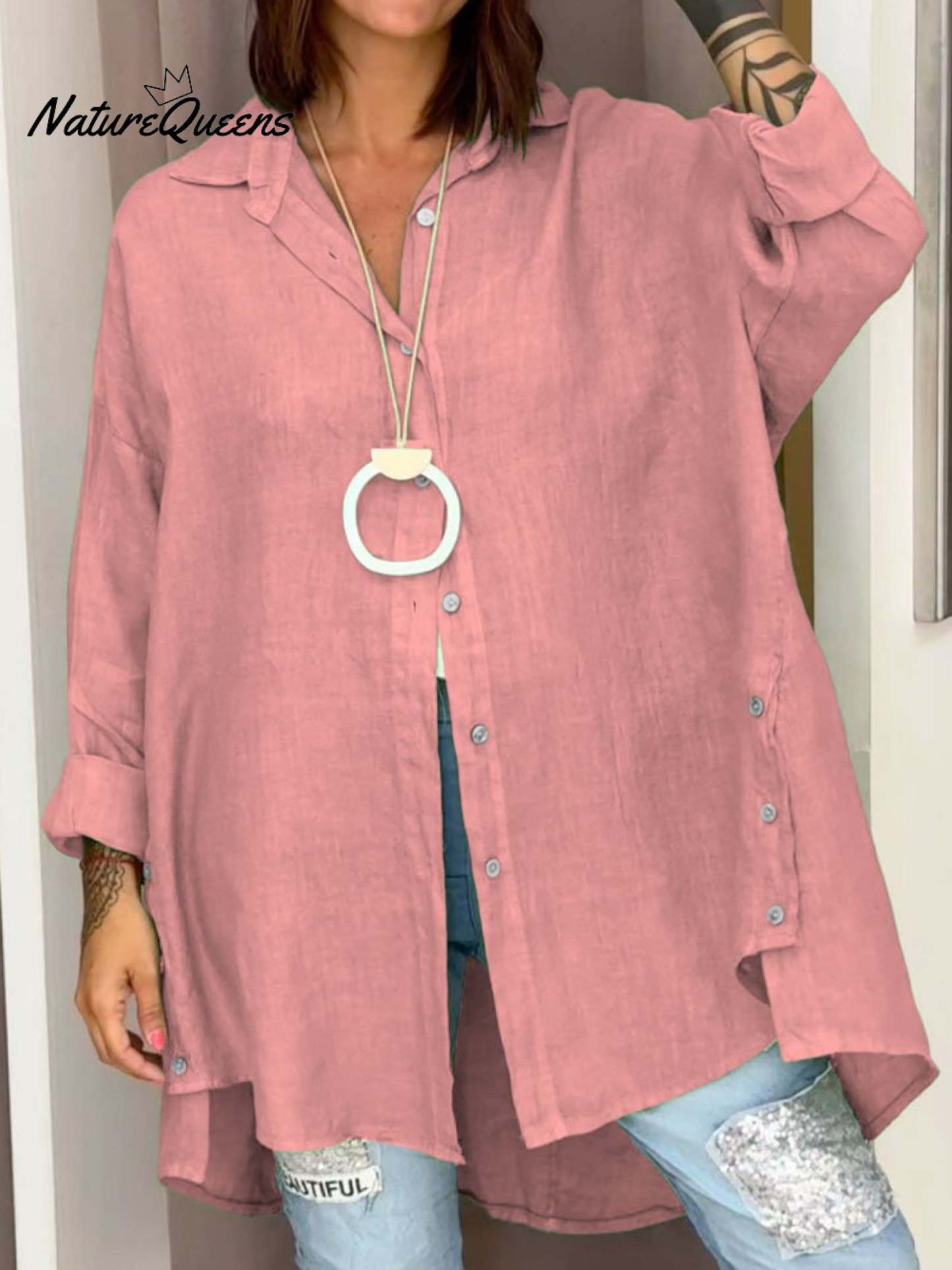 Women's Casual Cotton And Linen Shirt