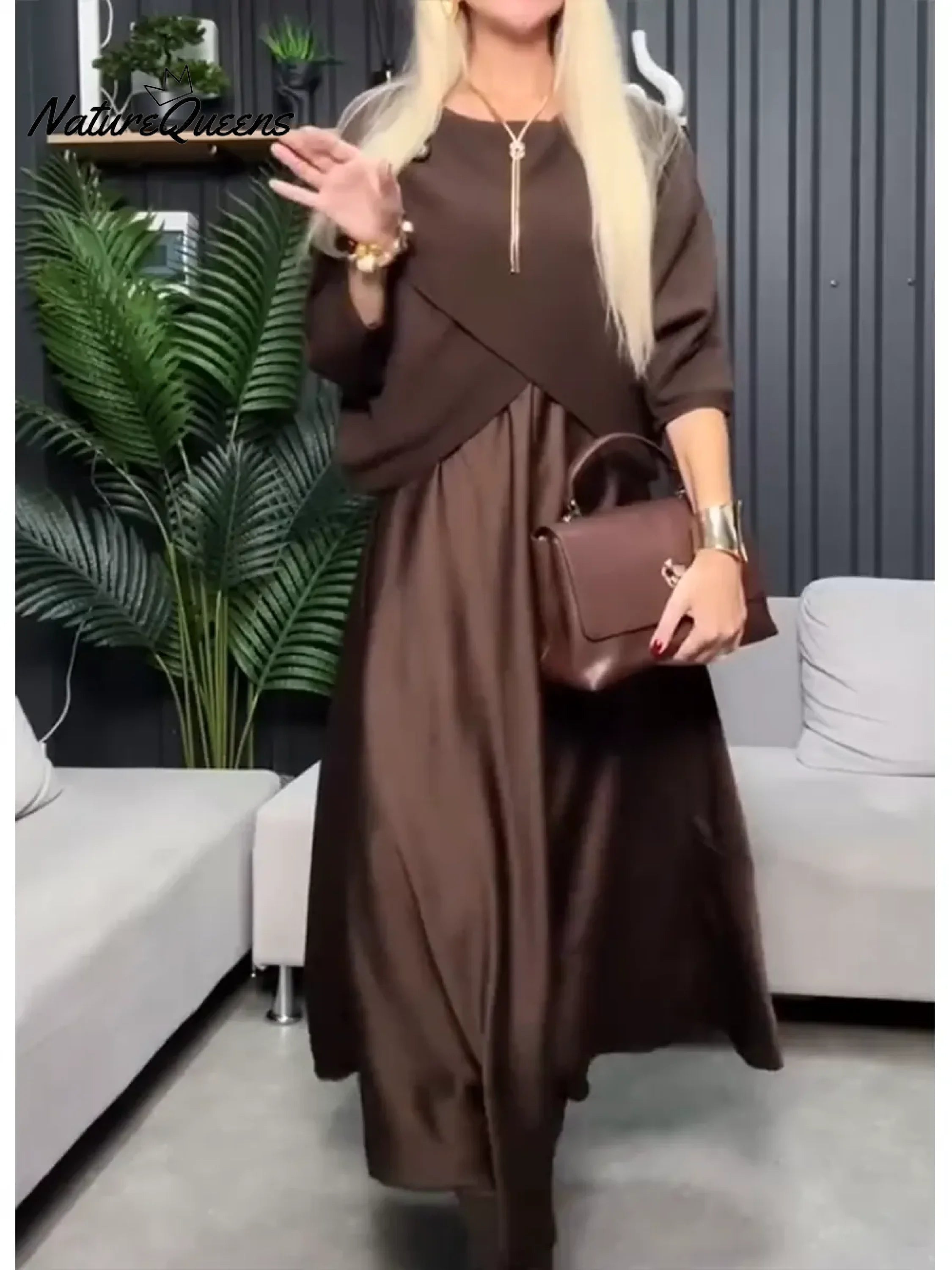 Women's Knitted Sweater And Satin Slip Dress Two-piece Set