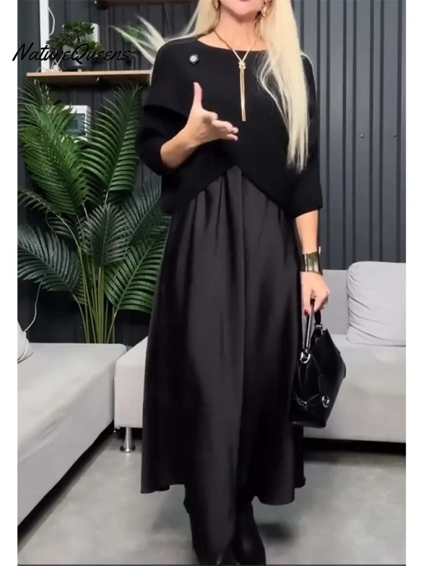 Women's Knitted Sweater And Satin Slip Dress Two-piece Set