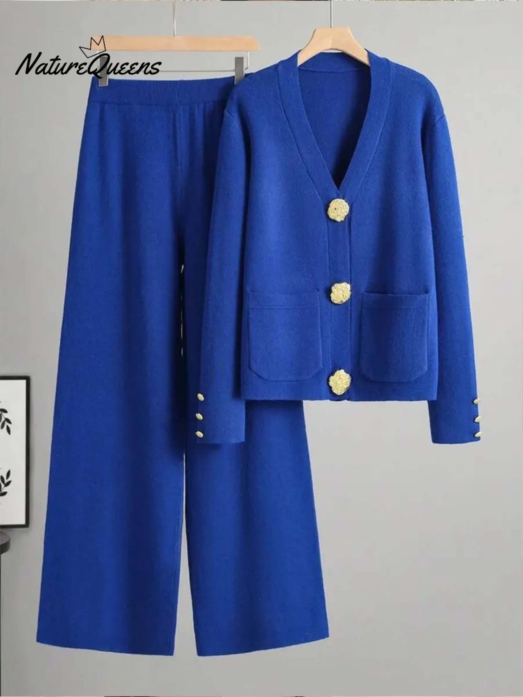 Women's Long-sleeved Cardigan And Trousers Two-piece Set