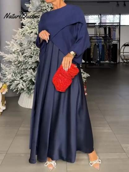 Women's Knitted Sweater And Satin Slip Dress Two-piece Set