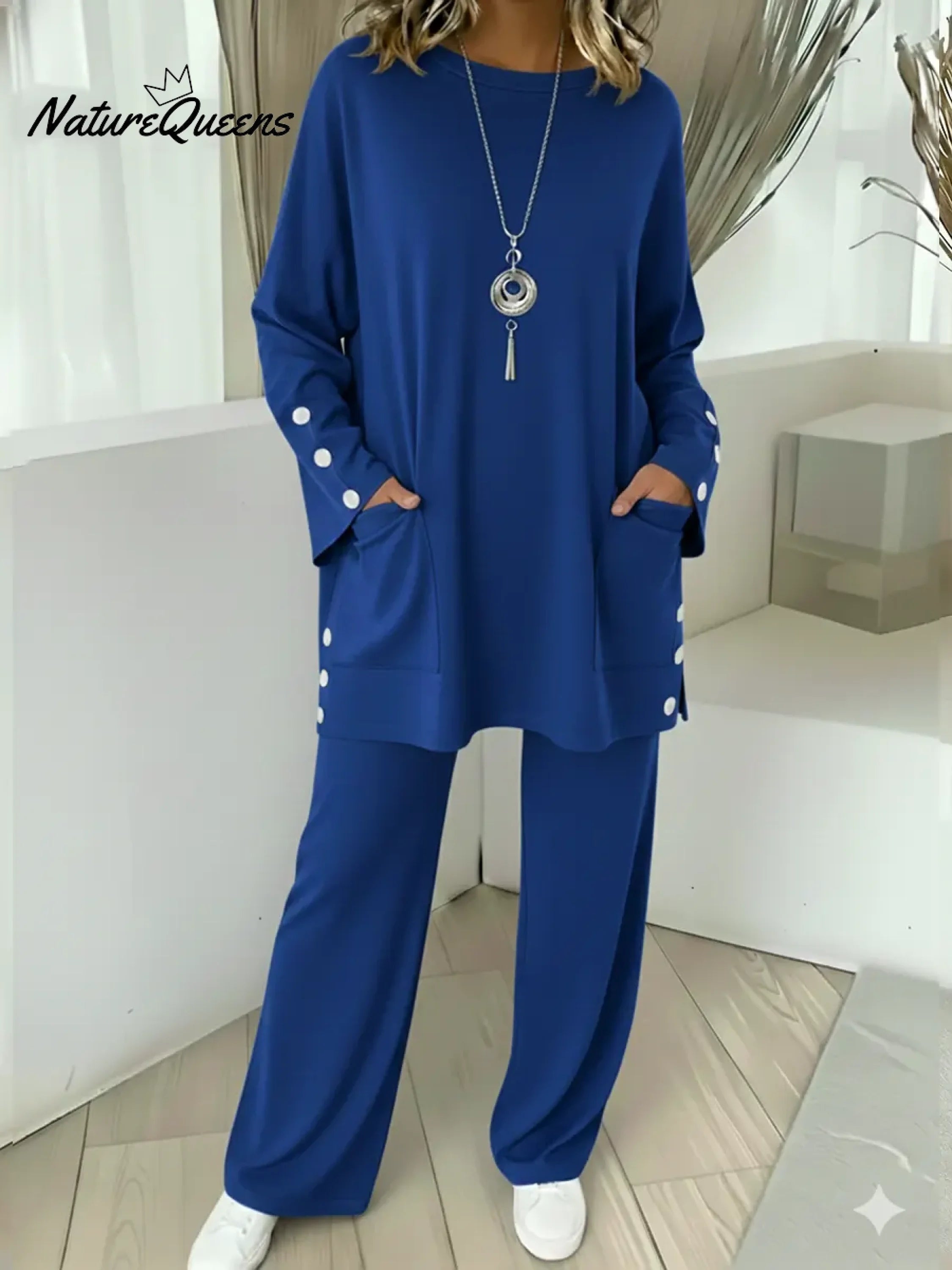 Women's Comfortable Stretch Cotton Top And Pants Two-piece Set