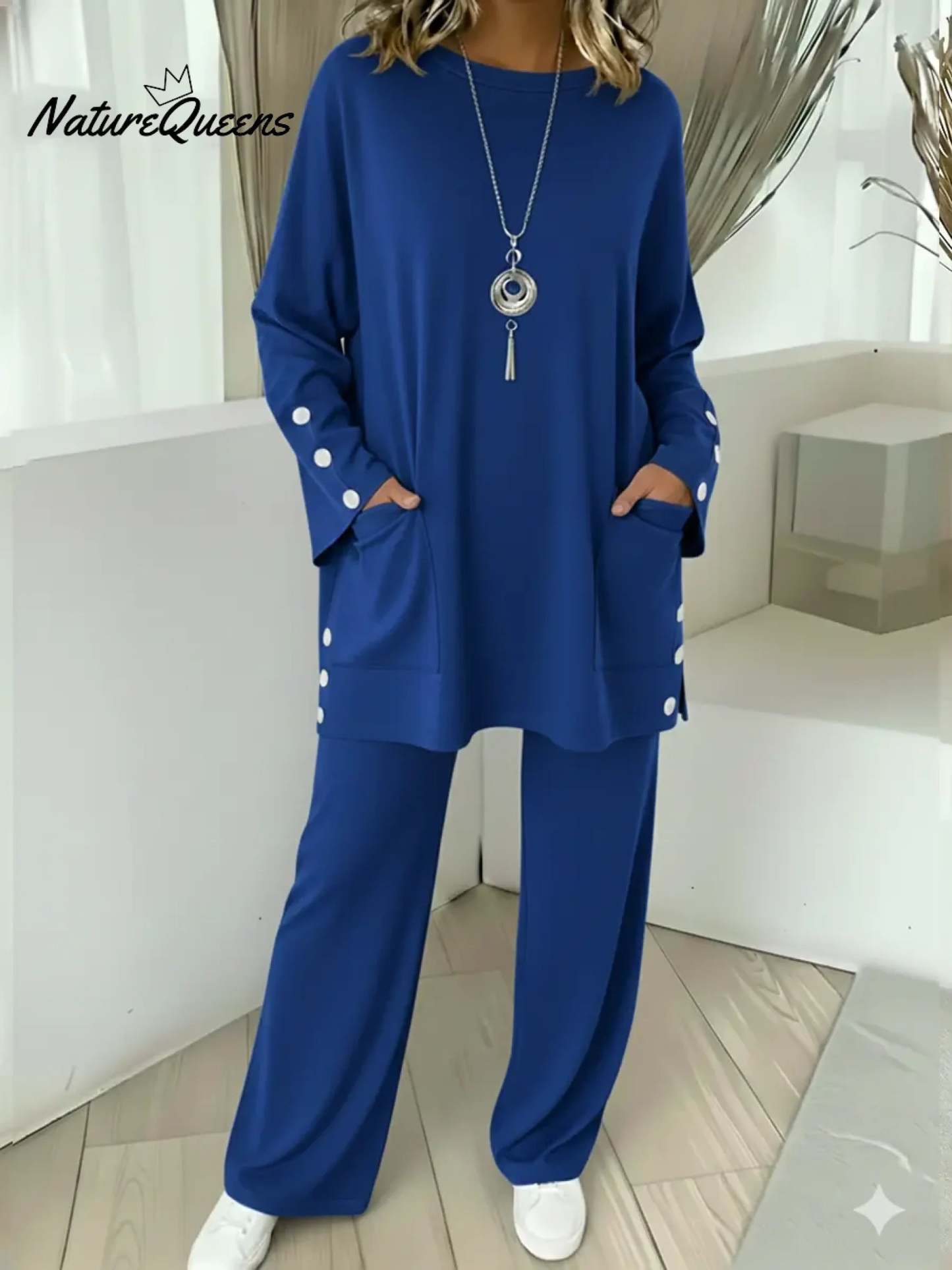 Women's Comfortable Stretch Cotton Top And Pants Two-piece Set