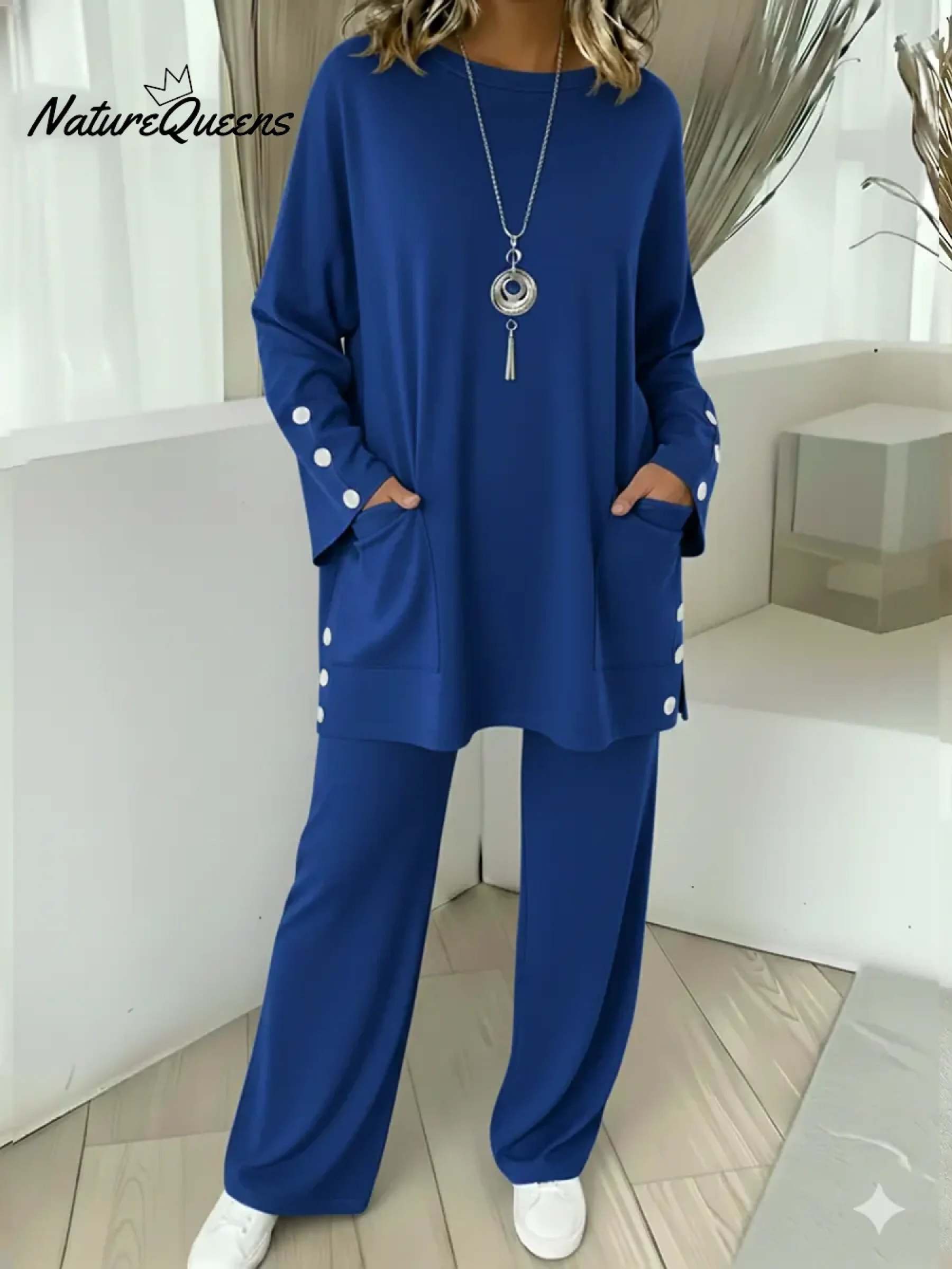 Women's Comfortable Stretch Cotton Top And Pants Two-piece Set