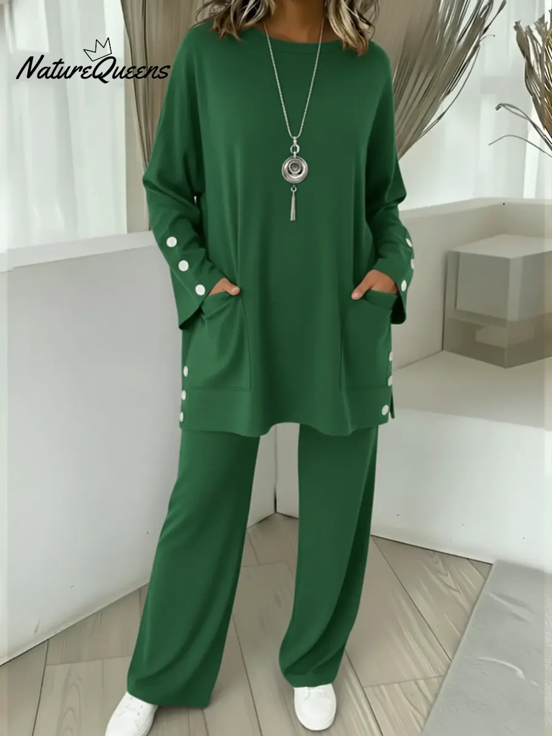 Women's Comfortable Stretch Cotton Top And Pants Two-piece Set