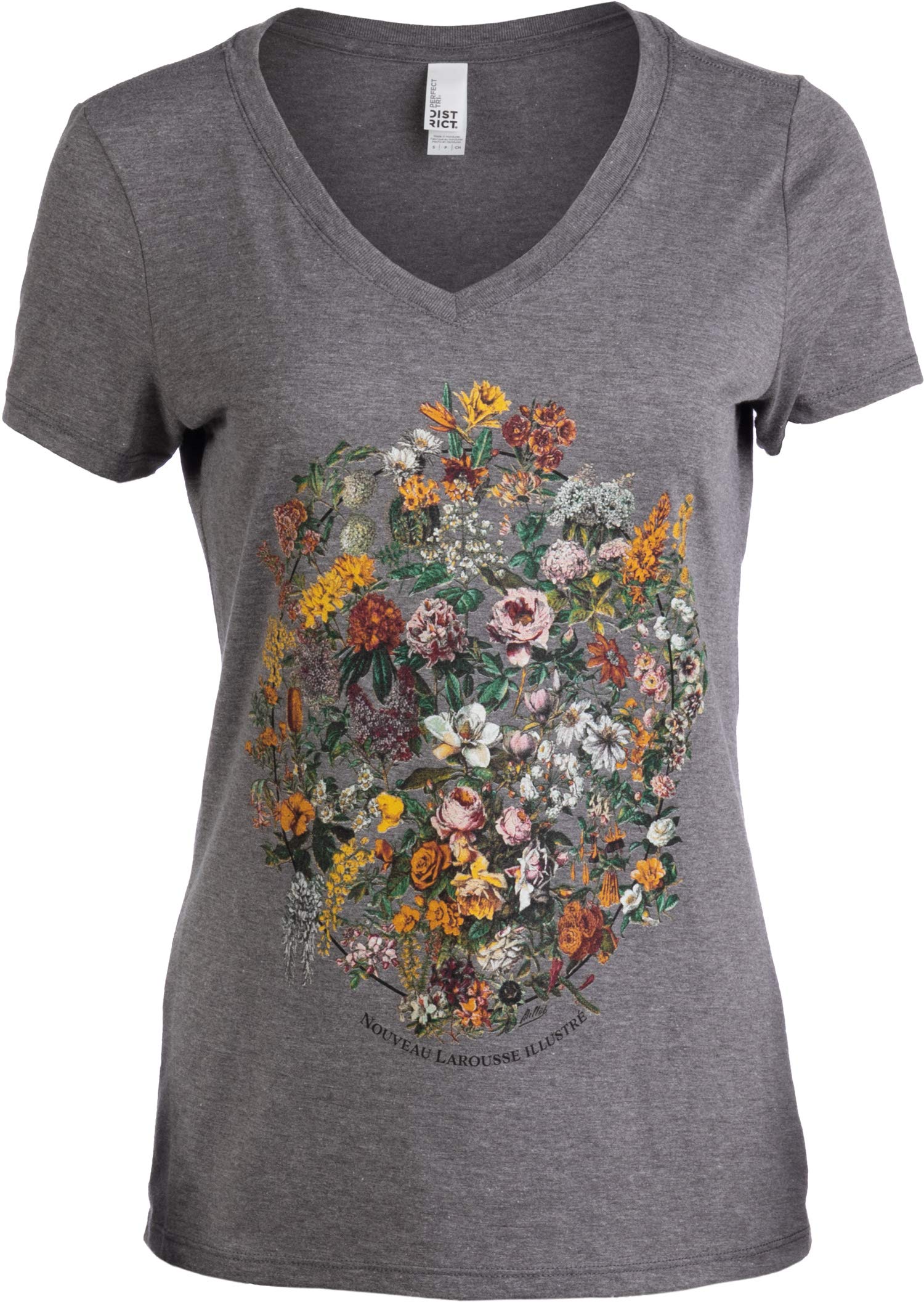 Vintage Nature Art Print - Cool Unique Illustration V-Neck T-Shirt Top Tee for Women