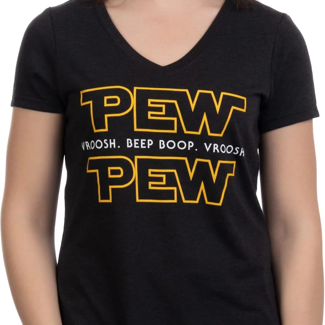 Pew Pew Wars | Funny Sci-fi Space Star Noises for Geek Girl Women T-Shirt Top