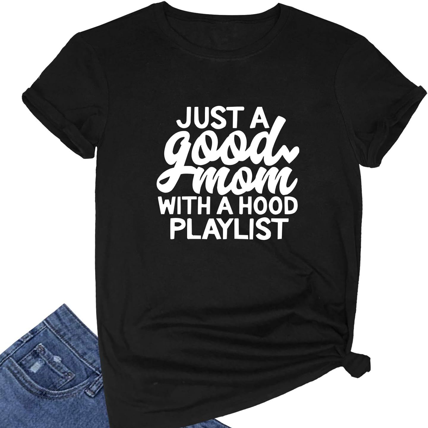 Women’s Cute Funny Graphic T-Shirt – Short Sleeve Crewneck Casual Tee, Black