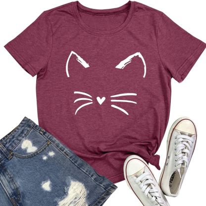 Women’s Heart Graphic T-Shirt, Soft & Breathable Lightweight Fabric, Short Sleeve Crewneck, Regular Fit – Casual