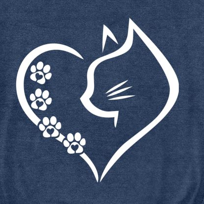 Women’s Cat Mom Graphic T-Shirt – Cat Silhouette & Paw Print Tee, Short Sleeve Crewneck